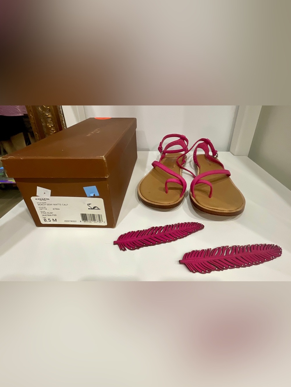 Vintage Hot Pink Coach Sandals, 8.5